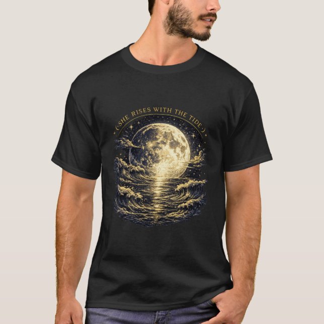 Hon reser sig med tidvattnet t shirt (Framsida)