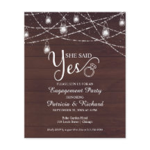 Hon Rustik Bröllopsförlovningsfest Inbjudan