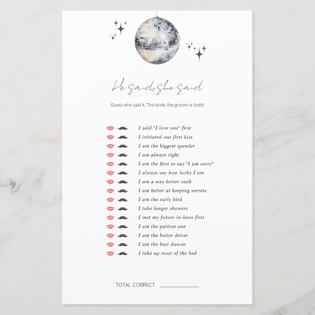 Hon sa att Disco Boll Möhippa Game (Framsida)