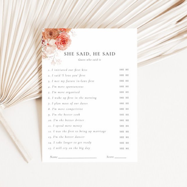 Hon sa att han sa "Fall Blommigt Möhippa Game" Inbjudningar (Skapare uppladdad)