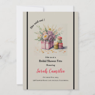 Hon sa att Oui Macaron Fransk Möhippa Inbjudningar