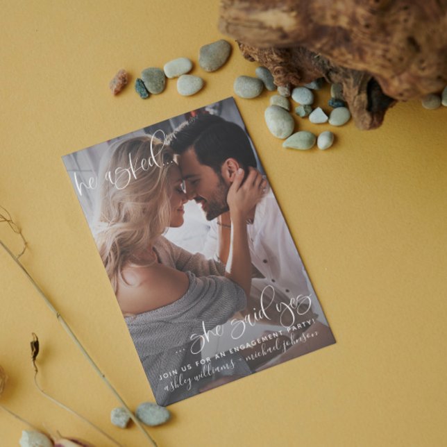 Hon sa ja 2-Förlovning för fotokalligrafi Inbjudningar (Engaged & Excited! Join Us for the Party 🥂💍 [Personalize Here])
