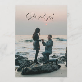 Hon sa ja, Beach Photo Förlovningsfest Inbjudningar