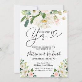 Hon sa ja-Blommigt för inbjudan till Förlovningsfe