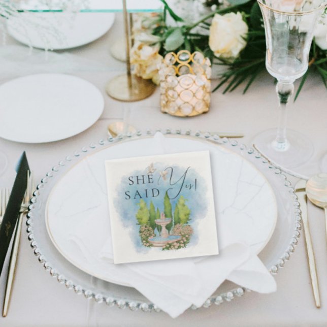 Hon sa ja! Blommor från elegant Fontän Pappersservett (Skapare uppladdad)