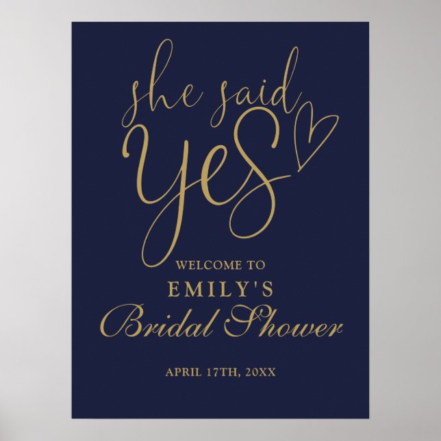 Hon sa ja Blue Guld Möhippa Välkomsttecken Poster (Framsidan)