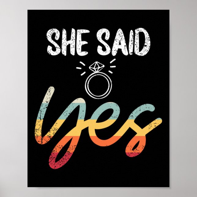 Hon sa ja Bröllop Groom Fiance Engaged Engag Poster (Framsidan)