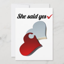 Hon sa ja - Bröllopsinbjudan - Hjärtformad design