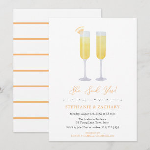 Hon sa ja Brunch Bubly Förlovningsfest Inbjudningar