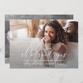 Hon sa ja Calligraphy QR Code Förlovningsfest Inbjudningar