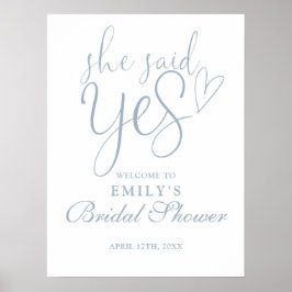 Hon sa ja Dusty Blue Möhippa Välkomsttecken Poster