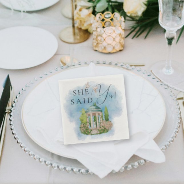 Hon sa ja! Elegant Gazebo staty doves Pappersservett (Skapare uppladdad)