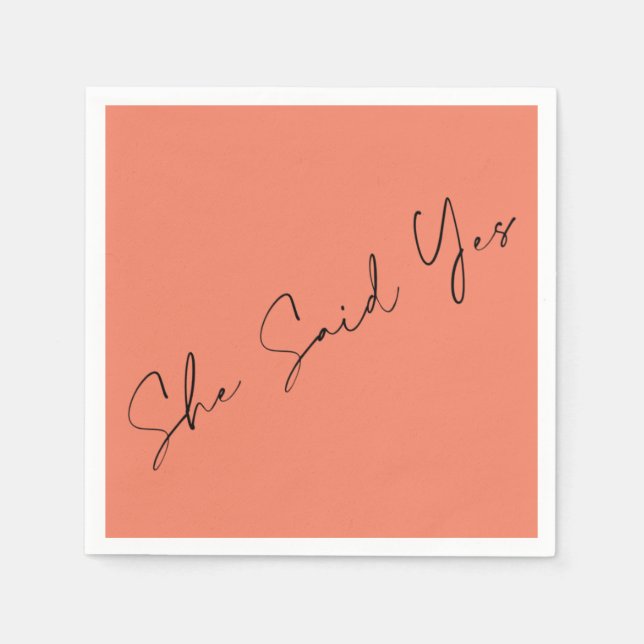 Hon sa Ja, Elegant Typography Färgad Backgroun Pappersservett (Framsidan)