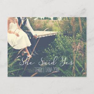 Hon sa ja, Elegant Typography in White Vykort
