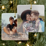 Hon sa ja! Förlovning 2 Fotopulatorget Julgransprydnad Keramik<br><div class="desc">Fira en glatt julfrieri och förlovning med en anpassningsbar 2-fotokvadratisk keramisk ornament. Bilder och all text på den här mallen är enkel att anpassa, inklusive ordalydelsen "Han ställde frågan ... hon sa ja!" (IMAGE PLACEMENT TIP: Ett enkelt sätt att centrera ett foto exakt som du vill är att flytta det...</div>