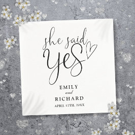 Hon sa ja Förlovningsfest Black and White Pappersservett