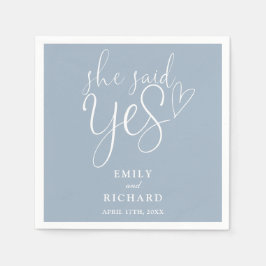 Hon sa ja Förlovningsfest Elegant Dusty Blue Pappersservett