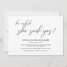 Hon sa ja Förlovningsfest för enkel calligrafi Inbjudningar