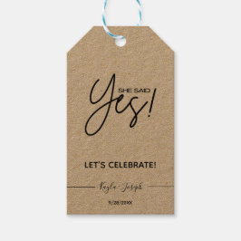 Hon sa "Ja Förlovningsfest Gift Märkres" Presentetikett