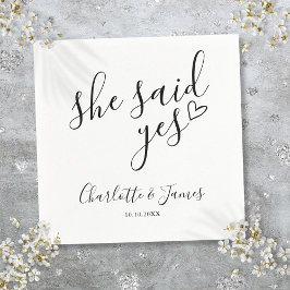 Hon sa ja Förlovningsfest Kärlek Heart Pappersservett