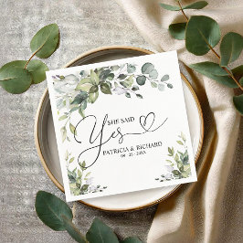 Hon sa ja Förlovningsfest Napkins Pappersservett