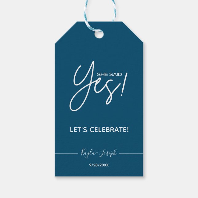 Hon sa Ja Förlovningsfest Navy Presentkort Presentetikett (Framsidan)