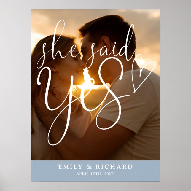 Hon sa ja Förlovningsfest Photo Welcome-tecken Poster (Framsidan)