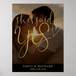 Hon sa ja Förlovningsfest Photo Welcome-tecken Poster