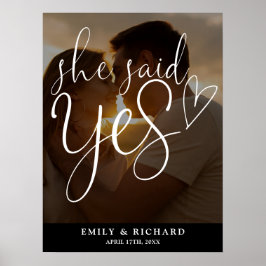 Hon sa ja Förlovningsfest Photo Welcome-tecken Poster