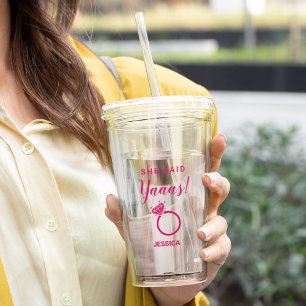 Hon sa ja Förlovningsfest Rosa Färg Take Away Mugg