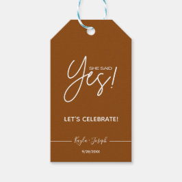 Hon sa Ja Förlovningsfest Rust Gift Märkre Presentetikett