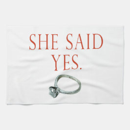 Hon sa ja Groom Förlovning Kökshandduk