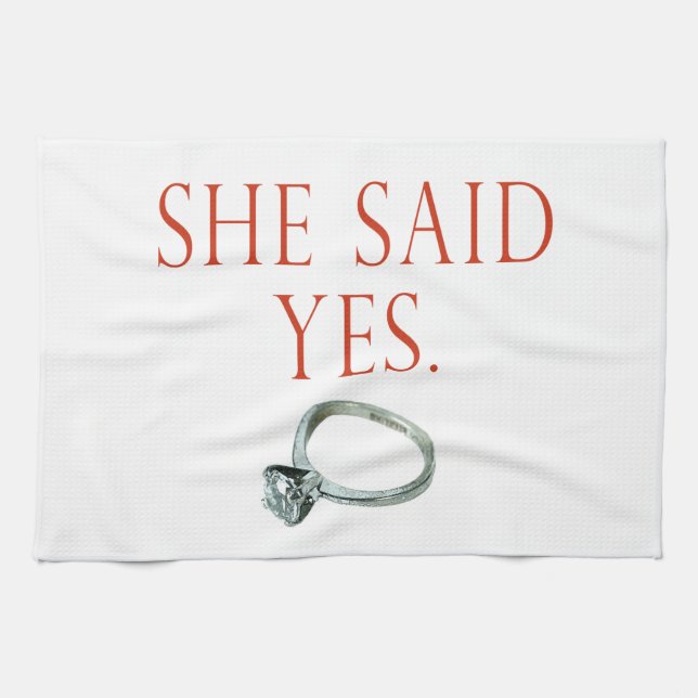 Hon sa ja Groom Förlovning Kökshandduk (Horisontell)