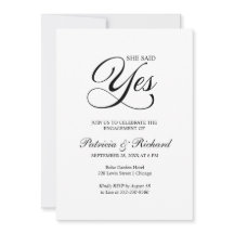 Hon sa ja-inbjudan till Förlovningsfest