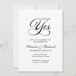 Hon sa ja-inbjudan till Förlovningsfest Meddelande