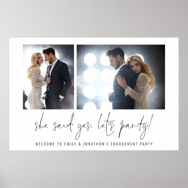 Hon sa Ja, Låt oss Party Photos Välkommen Förlovni Poster (Framsidan)