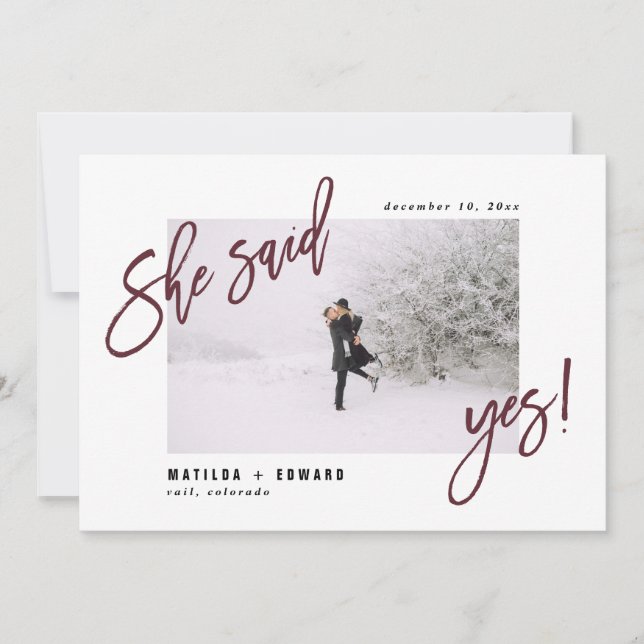 Hon sa ja! Modern grafik bröllop Spara Datumet (Framsida)