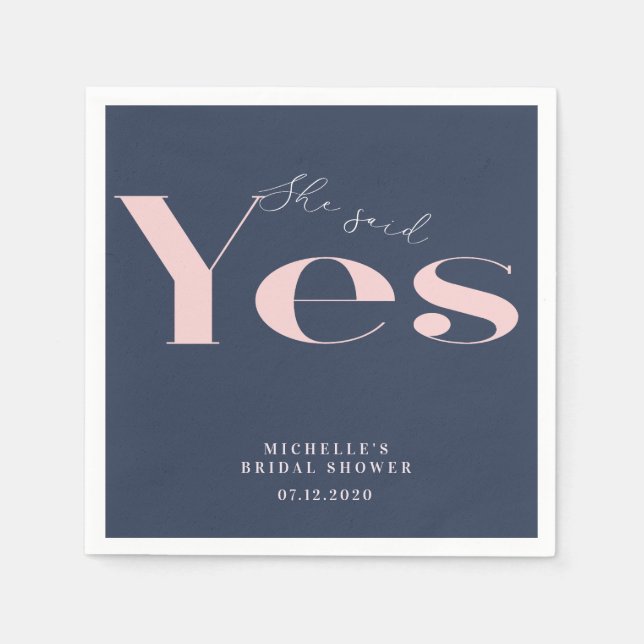 Hon sa ja modern typografi bröllopsfest pappersservett (Framsidan)