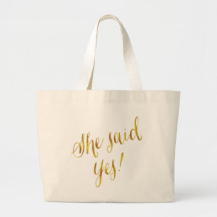 Hon sa ja Quote Faux Gold Foil Metallic Design Jumbo Tygkasse