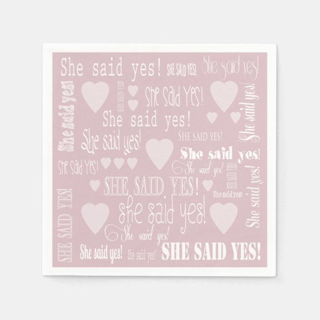 Hon sa Ja, Rosa Förlovningsfest Pappersservett (Framsidan)