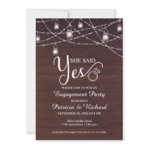 Hon sa ja Rustic Förlovningsfest-inbjudan