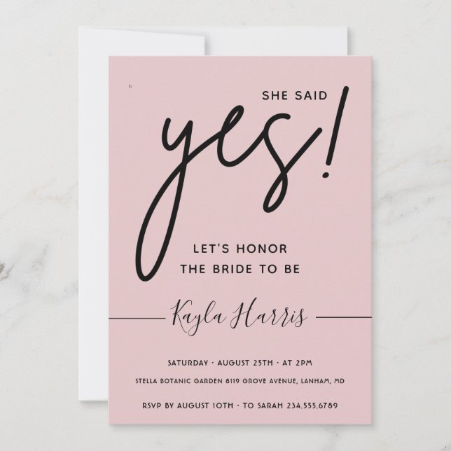 Hon sa Ja Simple Inbjudningskort för möhippan (Framsida)