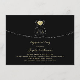 Hon sa ja Text Monogram Ring-Förlovningsfest Inbjudningar