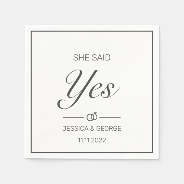 Hon sa ja till modernt, minimalistiskt vitt pappersservett (Framsidan)