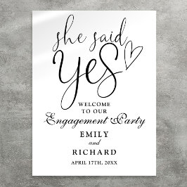 Hon sa ja välkomstavl för förlovningsfest poster