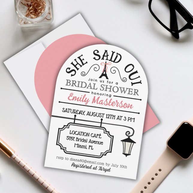 Hon sa Oui, Parisian Inbjudningskort för möhippan (She said Oui - Emily in Paris themed Bridal Shower Invitation)