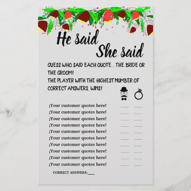 HON SADE ATT HON SADE SHOWER GAME CARD FLYER (Framsidan)