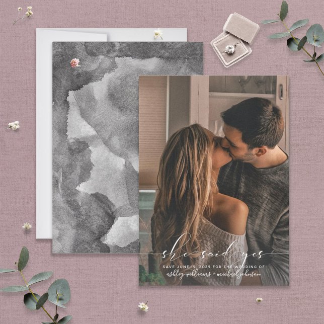 HON SADE JA Calligraphy Photo Save Date Spara Datumet (Skapare uppladdad)