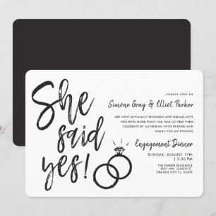 Hon Sade Ja   Förlovningsmiddag med Dubbla Ringar Inbjudningar