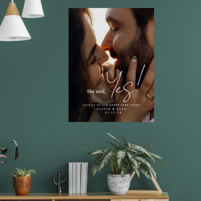 Hon Sade Ja Parfoto Förlovnings Skylt Poster (Vardagsrum 1)